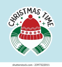 Christmas Sticker Design Christmas Time Sticker Design 