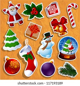 Christmas sticker icons. Vector.