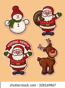 Christmas sticker icons. Vector.