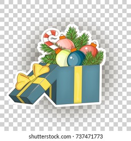 Christmas sticker icons. Vector. A large festive box for your design for Christmas.