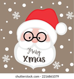Christmas sticker, label or greeting card with Santa Claus, vector illustration
