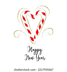 Christmas sticker, label or greeting card with candy, vector illustration 