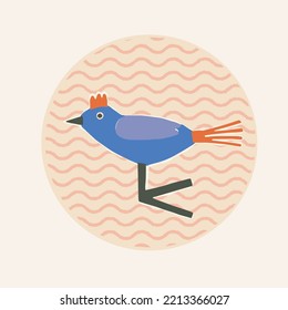 Christmas sticker or label in vector with bird bauble. Winter holiday stationery template.