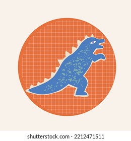 Christmas sticker or label in vector with dinosaurs
