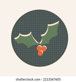 Weihnachtsaufkleber oder Etikett in Vektorgrafik mit Misteloe. Winterferien-Bürovorlage.