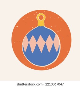 Christmas sticker or label in vector with vintage bauble. Winter holiday stationery template.