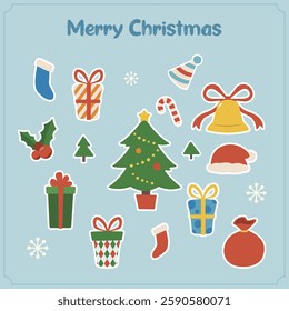 Christmas Sticker, Merry Christmas, Happy Christmas