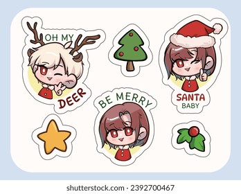 Christmas Sticker Pack Chibi Character