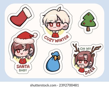 Christmas Sticker Pack Chibi Character