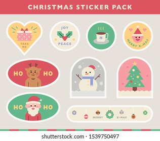 Christmas sticker pack. Cute christmas icon set. flat design style minimal vector illustration.