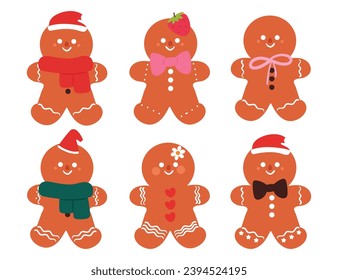 Christmas sticker set with ginger bread. cartoon set of Christmas items, Christmas element sticker. colorful vector sticker illustration