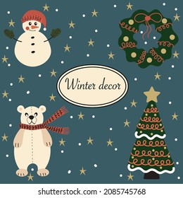Christmas Sticker set Snowman Bear