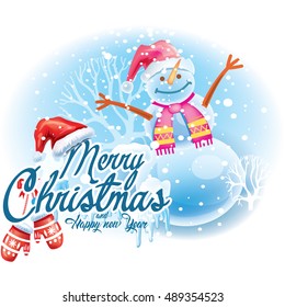 Christmas sticker with a snowman