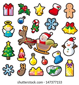 Christmas sticker and Vector illustration