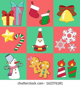 Christmas sticker and Vector illustration