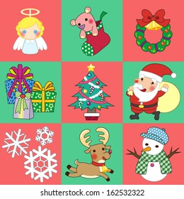 Christmas sticker and Vector illustration