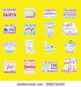 Christmas stickers bundle vector clip art.