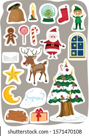 Christmas stickers. Easy to edit vector files. 