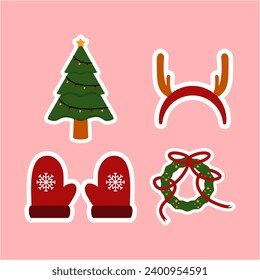"Christmas stickers" are festive graphic elements perfect for holiday-themed designs. They can be used for decorating digital greetings, social media posts, or print materials to spread holiday cheer.