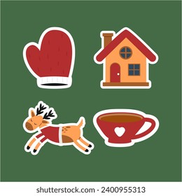 "Christmas stickers" are festive graphic elements perfect for holiday-themed designs. They can be used for decorating digital greetings, social media posts, or print materials to spread holiday cheer.