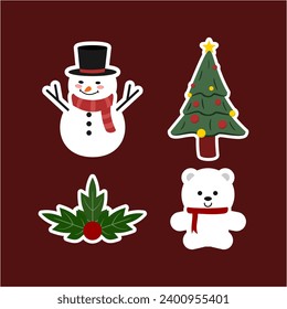 "Christmas stickers" are festive graphic elements perfect for holiday-themed designs. They can be used for decorating digital greetings, social media posts, or print materials to spread holiday cheer.