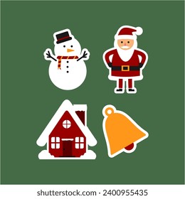 "Christmas stickers" are festive graphic elements perfect for holiday-themed designs. They can be used for decorating digital greetings, social media posts, or print materials to spread holiday cheer.