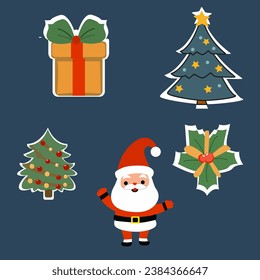 Weihnachtsaufkleber, flache Vektorgrafik