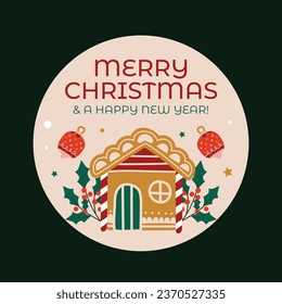 Christmas stickers. Christmas Label. Merry Christmas background. Happy Christmas elements. Xmas tree. gift box. Label, Sticker, Template. December 25. cartoon Vector illustration.