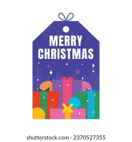 Christmas stickers. Christmas Label. Merry Christmas background. Happy Christmas elements. Xmas tree. gift box. Label, Sticker, Template. December 25. cartoon Vector illustration.