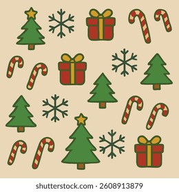 Christmas Stickers Print Design in Vector