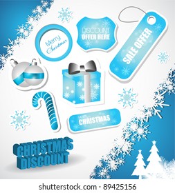 christmas stickers tags label and banners