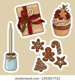 Christmas stickers. Christmas time, holidays