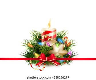 Christmas still life with candles and balls. EPS 10 vector file included