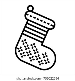 Christmas stocking black & white outline icon