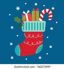 Christmas Stocking With Blue Background