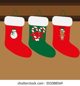 Christmas stocking by the fireplace