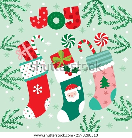 Christmas Stocking For Christmas Card or Bag design
