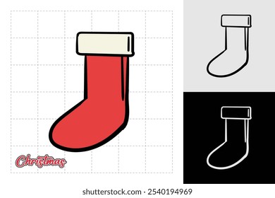 Christmas stocking cartoon decorative element design. Vector illustration