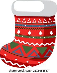 Christmas stocking in cartoon style illustration