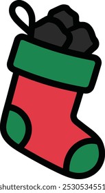 Christmas Stocking with Coal Illustration