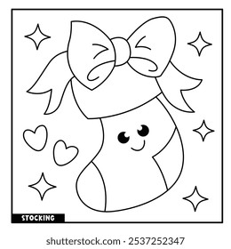 Christmas stocking coloring page for kids