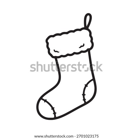Christmas Stocking Coloring Page Vector Illustration
