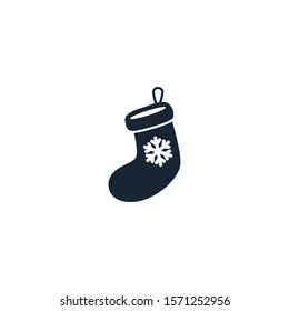 christmas stocking creative icon. filled simple illustration. From Christmas icons collection. Isolated christmas stocking sign on white background