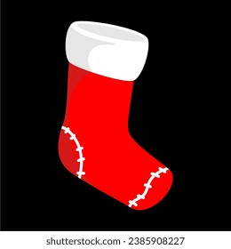 Christmas stocking creative icon. flat simple illustration. From christmas icons collection. Isolated christmas stocking sign on black background. Christmas stockings with traditional holiday ornament