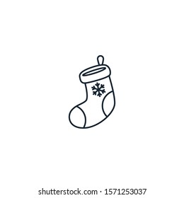 christmas stocking creative icon. line simple illustration. From christmas icons collection. Isolated christmas stocking sign on white background