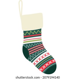 Christmas stocking decoration with folk ornament.