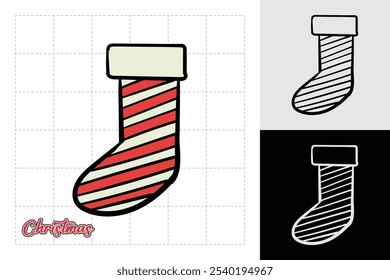 Christmas stocking decorative element variant design. Vector illustration