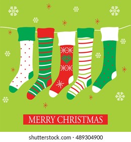 Christmas stocking design with red and green color