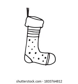 Juego de doodles de almacenamiento de Navidad. Calcetines de invierno dibujados a mano. Ilustración del vector