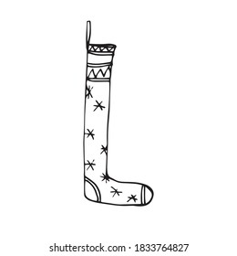Christmas stocking doodle set. Hand drawn winter socks. Vector illustration